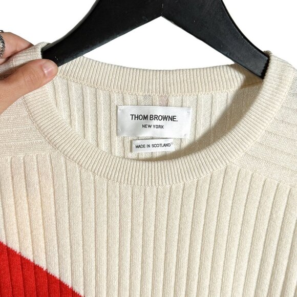 Thom Browne Multicolour Yellow Red Blue Ribbed Cashmere Sweater - Picture 4 of 10